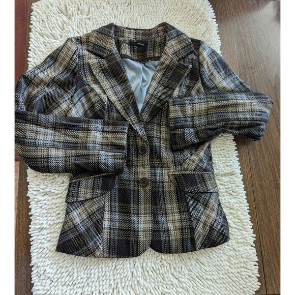 Maurices tweed brown plaid blazer   Sz S - Picture 8 of 10